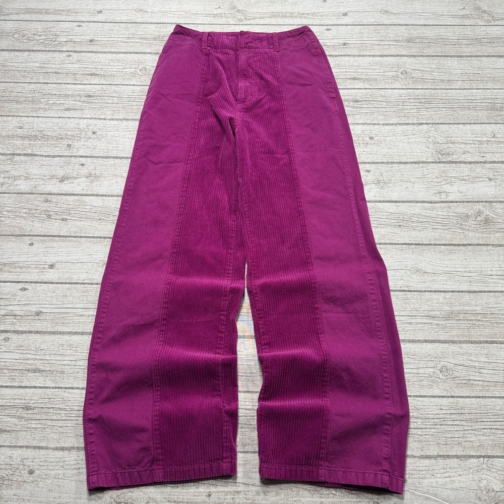 BDG Corduroy Pants Women's 27 Magenta Relaxed Fit Wide Leg High Rise Streetwear